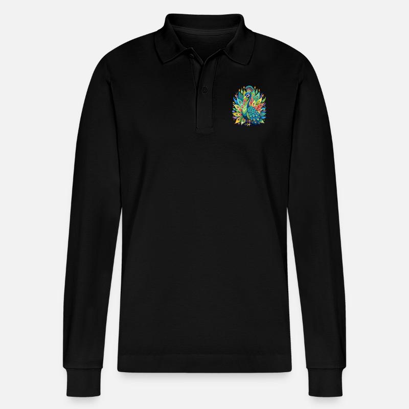 Pfauenzauber - Stanley/Stella Unisex Bio-Langarm-Poloshirt Prepster - Schwarz