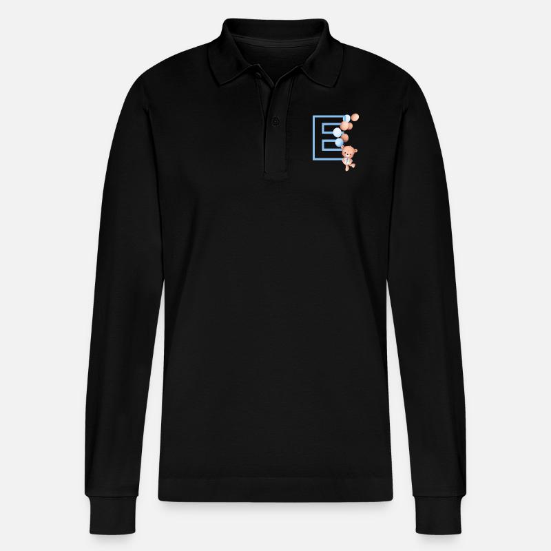 Blauer Buchstabe E Bär - Stanley/Stella Unisex Bio-Langarm-Poloshirt Prepster - Schwarz