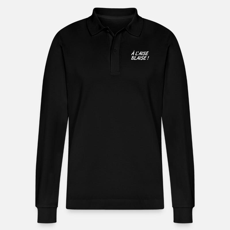 Comfortable Blaise! Humorous expression - Stanley/Stella Organic Unisex Long-Sleeved Polo Shirt Prepster - black