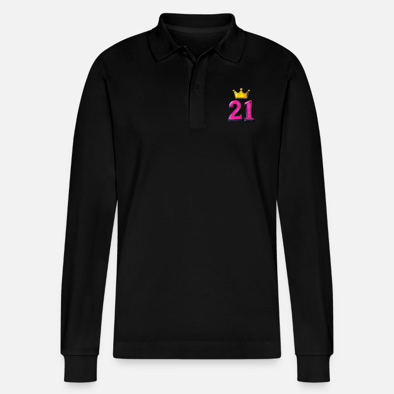 21 Numéro Jersey Couronne - Polo à manches longues bio PREPSTER Stanley/Stella Unisexe - noir