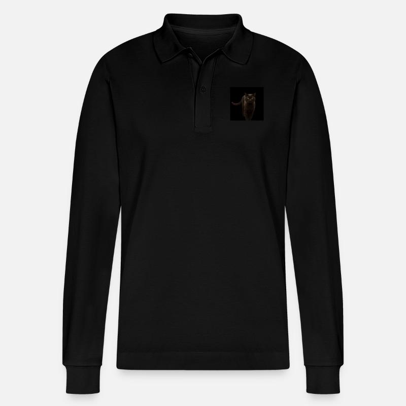 schwarze Katze Kätzchen Katze - Stanley/Stella Unisex Bio-Langarm-Poloshirt Prepster - Schwarz