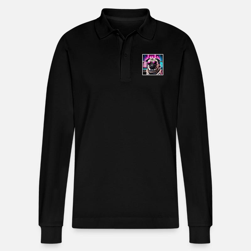 Cool Pug - Stanley/Stella Unisex Bio-Langarm-Poloshirt Prepster - Schwarz