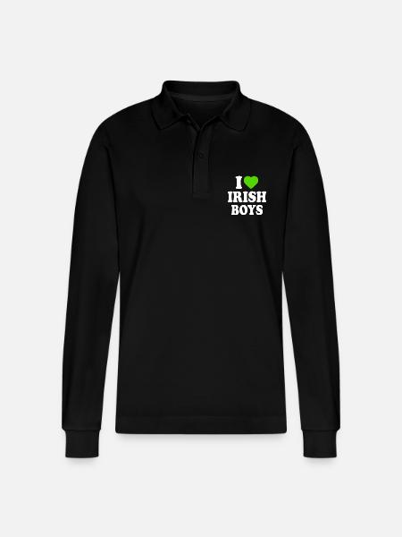 I love irish boys - Stanley/Stella Organic Unisex Long-Sleeved Polo Shirt Prepster - black