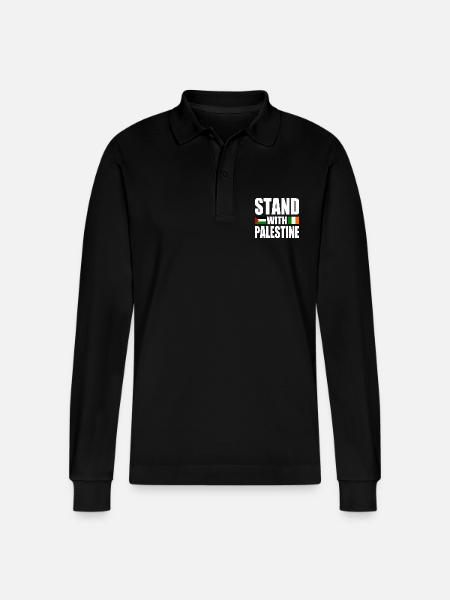 Stand with palestine - Stanley/Stella Organic Unisex Long-Sleeved Polo Shirt Prepster - black