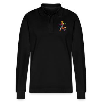 Femme en cours d'exécution, sport, idée, cadeau, cool - Polo à manches longues bio PREPSTER Stanley/Stella Unisexe - noir - Devant - Anna (173cm) & Nico (186cm)