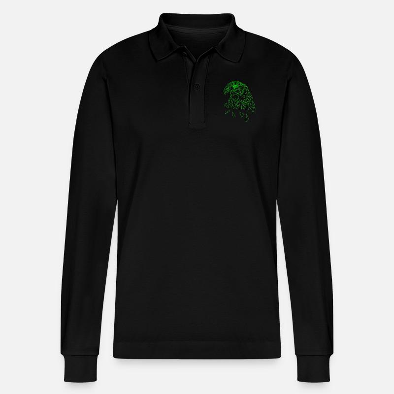 Aigle vert géométrique - Polo à manches longues bio PREPSTER Stanley/Stella Unisexe - noir