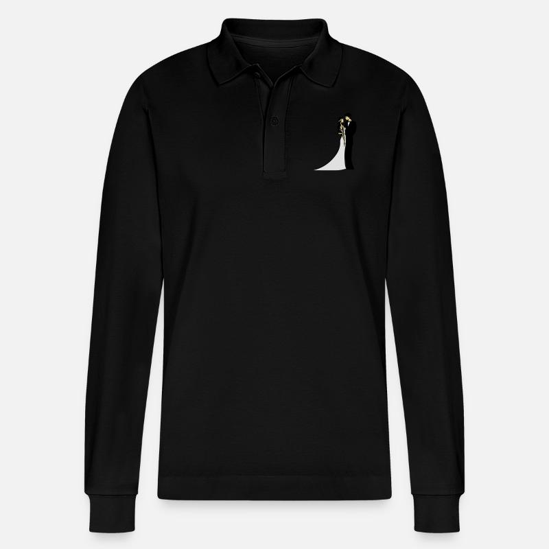 Heirat glücklich ehe - Stanley/Stella Unisex Bio-Langarm-Poloshirt Prepster - Schwarz