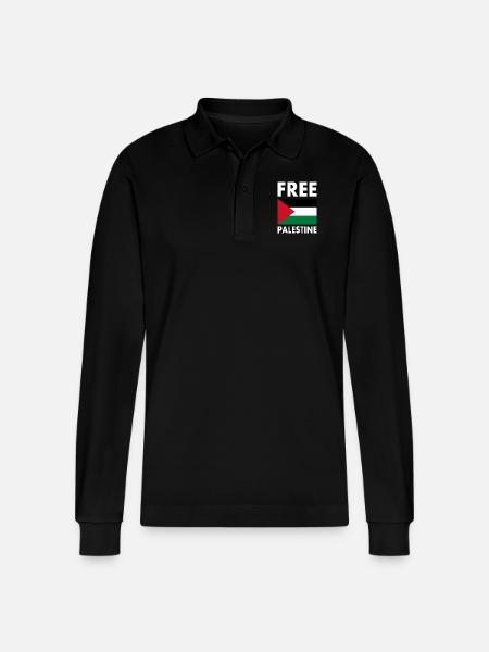 Free palestine - Stanley/Stella Prepster økologisk unisex langærmet poloshirt - sort