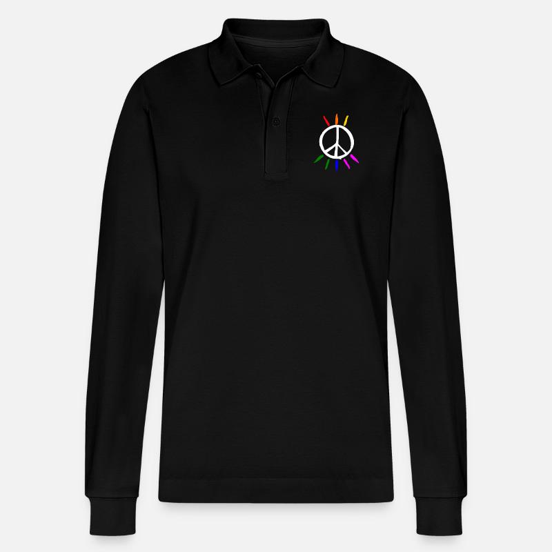 Peace - Stanley/Stella Unisex Bio-Langarm-Poloshirt Prepster - Schwarz