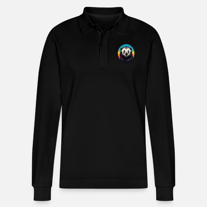 Honigdachs - Stanley/Stella Unisex Bio-Langarm-Poloshirt Prepster - Schwarz