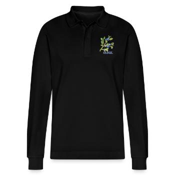 heidelbeere glück - Stanley/Stella Unisex Bio-Langarm-Poloshirt Prepster - Schwarz - Vorne - Anna (173cm) & Nico (186cm)
