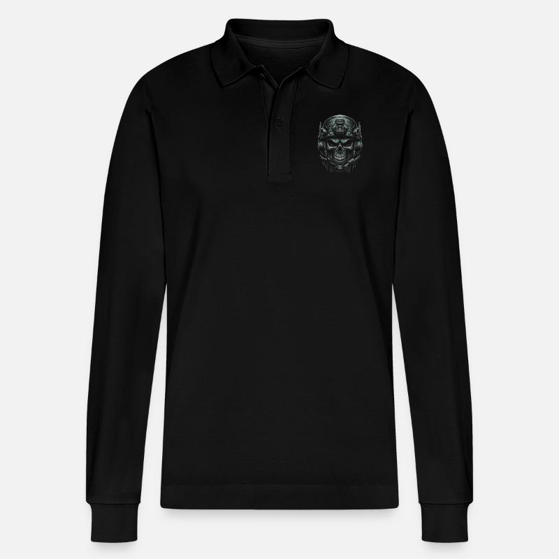 Crâne de commando - Polo à manches longues bio PREPSTER Stanley/Stella Unisexe - noir