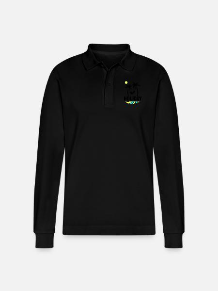 Palms Relax Holiday - Stanley/Stella Organic Unisex Long-Sleeved Polo Shirt Prepster - black