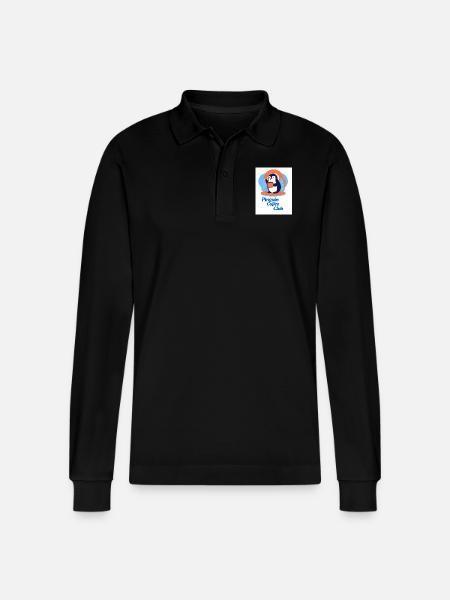 Penguin Coffee Club - Stanley/Stella Organic Unisex Long-Sleeved Polo Shirt Prepster - black