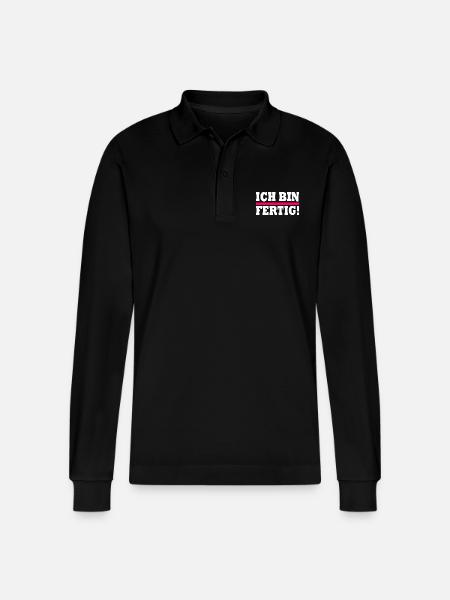 Ich bin fertig - Stanley/Stella Unisex Bio-Langarm-Poloshirt Prepster - Schwarz