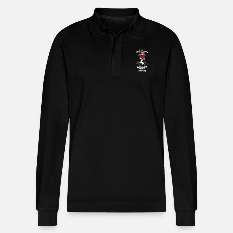 Widder Sternzeichen - Stanley/Stella Unisex Bio-Langarm-Poloshirt Prepster - Schwarz