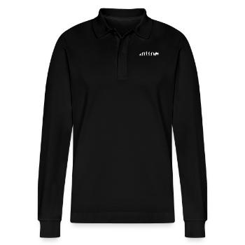 EVOLUTION PIANIST - Stanley/Stella Organic Unisex Long-Sleeved Polo Shirt Prepster - black - Front - Anna (173cm) & Nico (186cm)