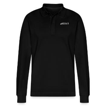 EVOLUTION TENNIS - Stanley/Stella Unisex Bio-Langarm-Poloshirt Prepster - Schwarz - Vorne - Anna (173cm) & Nico (186cm)