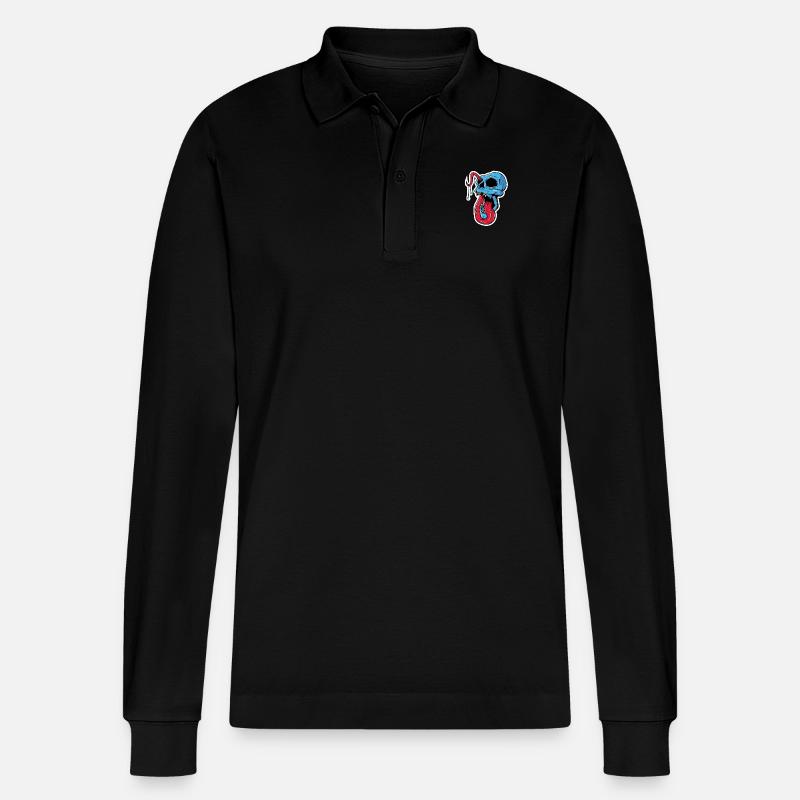 Schädel - odissé - Stanley/Stella Unisex Bio-Langarm-Poloshirt Prepster - Schwarz