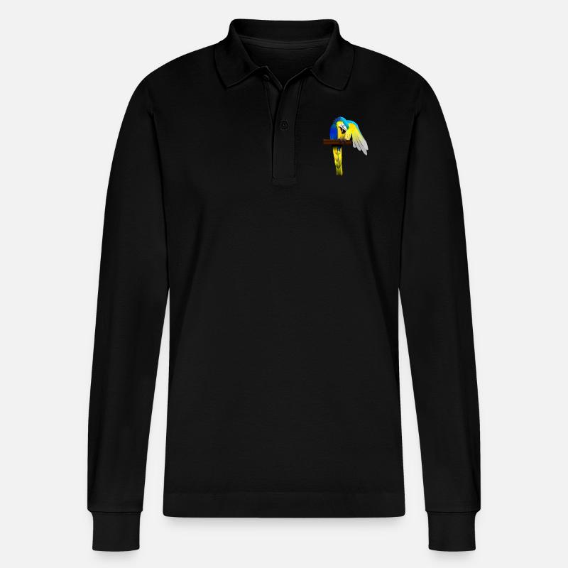 Papagei - Stanley/Stella Unisex Bio-Langarm-Poloshirt Prepster - Schwarz