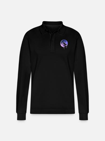 wolf moon universe - Stanley/Stella Organic Unisex Long-Sleeved Polo Shirt Prepster - black