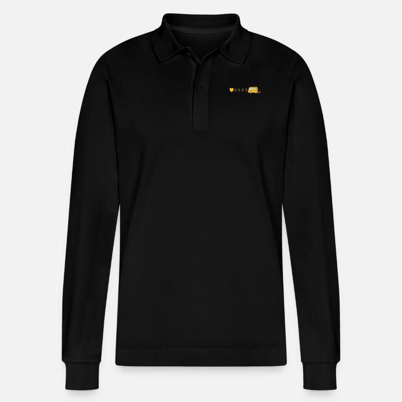 Camper Van Herzschlag - Stanley/Stella Unisex Bio-Langarm-Poloshirt Prepster - Schwarz