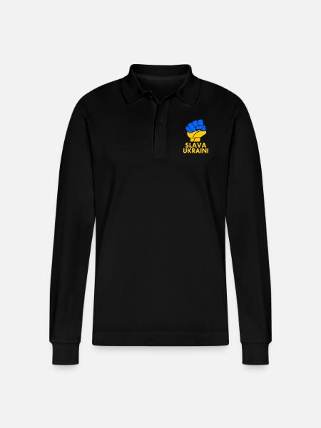 Slava ukraini - Stanley/Stella Organic Unisex Long-Sleeved Polo Shirt Prepster - black