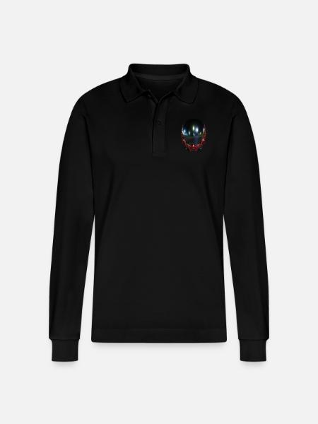 Astronaut Futuristic Helmet - Stanley/Stella Organic Unisex Long-Sleeved Polo Shirt Prepster - black