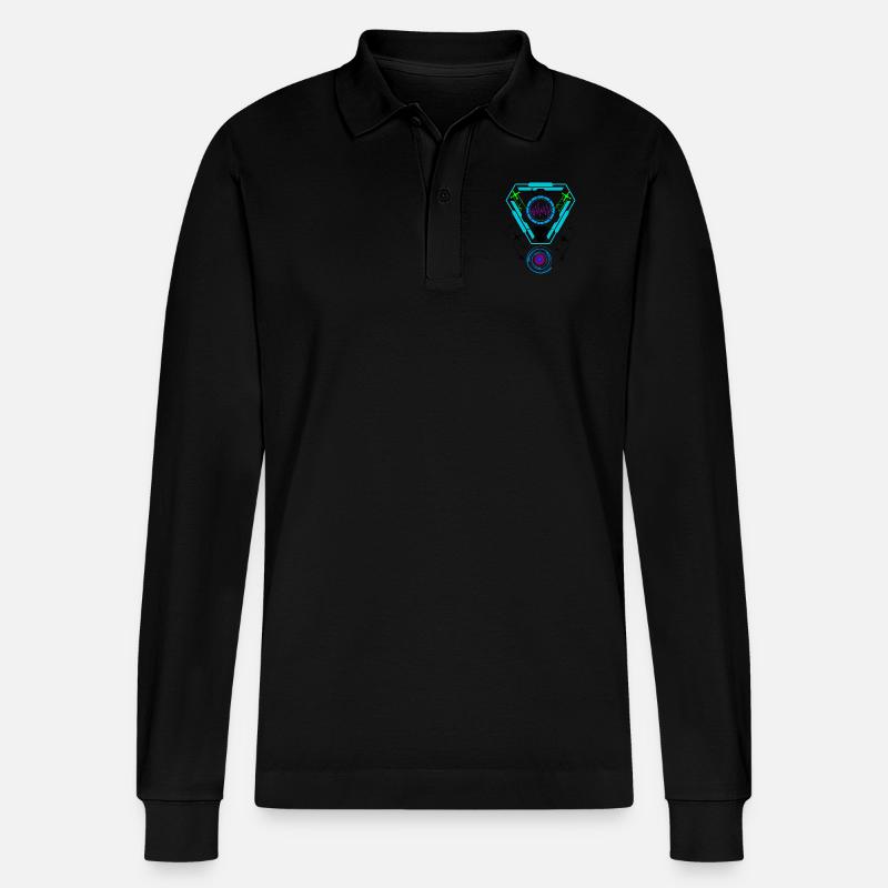 Techno Rave - Stanley/Stella Unisex Bio-Langarm-Poloshirt Prepster - Schwarz