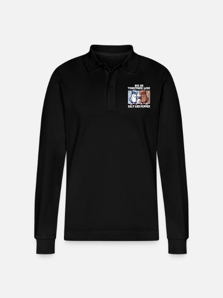 VI GÅR SAMMEN SOM SALT OG PEPPER - Stanley/Stella Prepster økologisk unisex-poloskjorte med lange ermer - svart