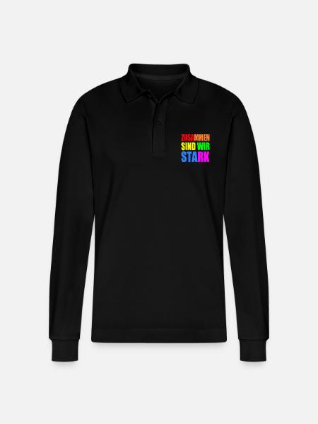 zusammen sind wir stark - Stanley/Stella Unisex Bio-Langarm-Poloshirt Prepster - Schwarz