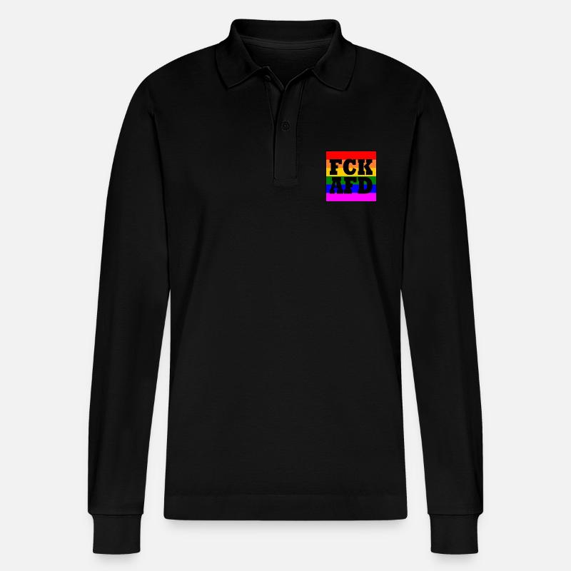 Fck afd - Stanley/Stella Unisex Bio-Langarm-Poloshirt Prepster - Schwarz