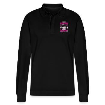 DJ ECHTE PRINZESSINNEN DEEJAY OUTFIT - Stanley/Stella Unisex Bio-Langarm-Poloshirt Prepster - Schwarz - Vorne - Anna (173cm) & Nico (186cm)