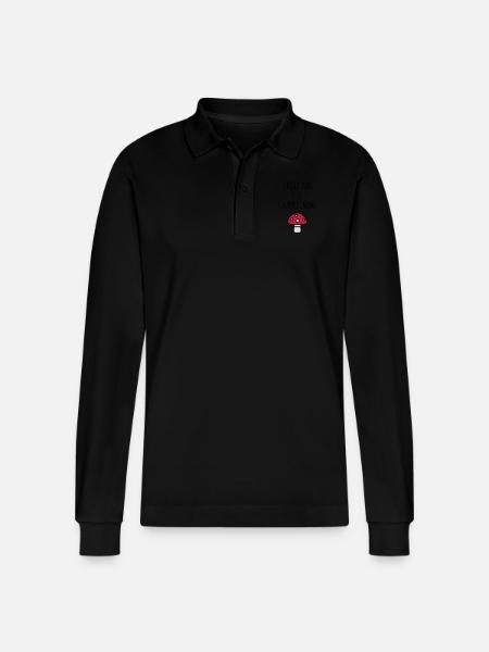 Mushroom / Champignon / Pilz / Picking - Stanley/Stella Organic Unisex Long-Sleeved Polo Shirt Prepster - black