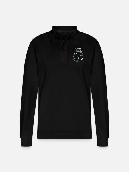 hamster comic tier - Stanley/Stella Unisex Bio-Langarm-Poloshirt Prepster - Schwarz