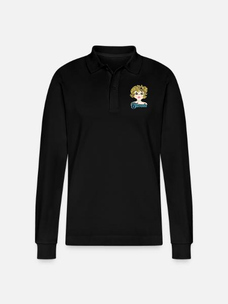 Retro Illustration Blonde - Stanley/Stella Organic Unisex Long-Sleeved Polo Shirt Prepster - black