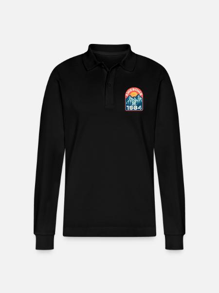 Awesome since 1984 - Stanley/Stella Organic Unisex Long-Sleeved Polo Shirt Prepster - black