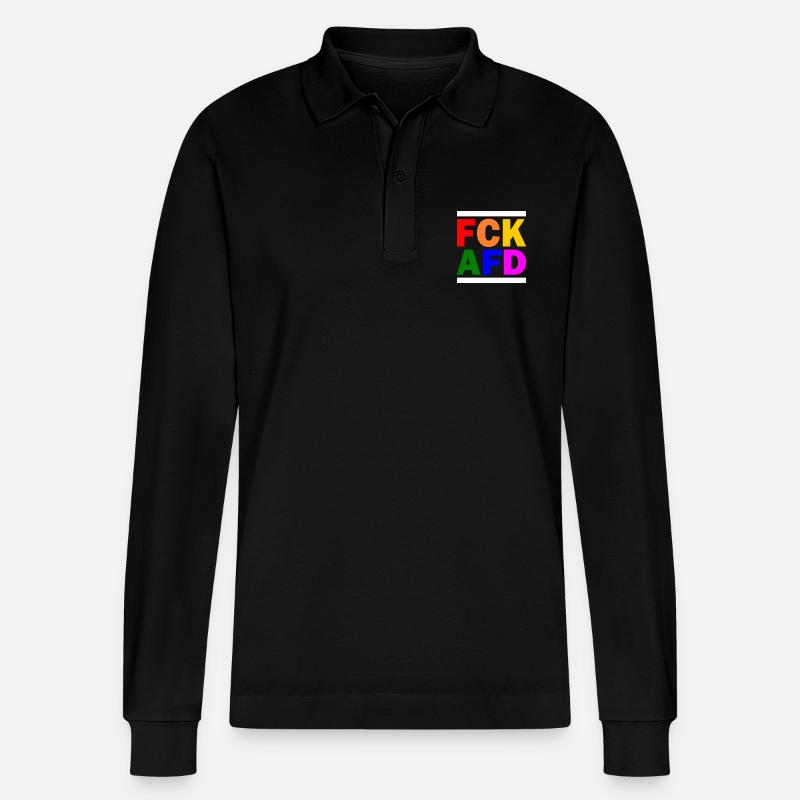 Fck afd - Stanley/Stella Unisex Bio-Langarm-Poloshirt Prepster - Schwarz