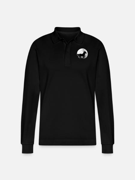 Pferd Vollmond Pferde - Stanley/Stella Unisex Bio-Langarm-Poloshirt Prepster - Schwarz