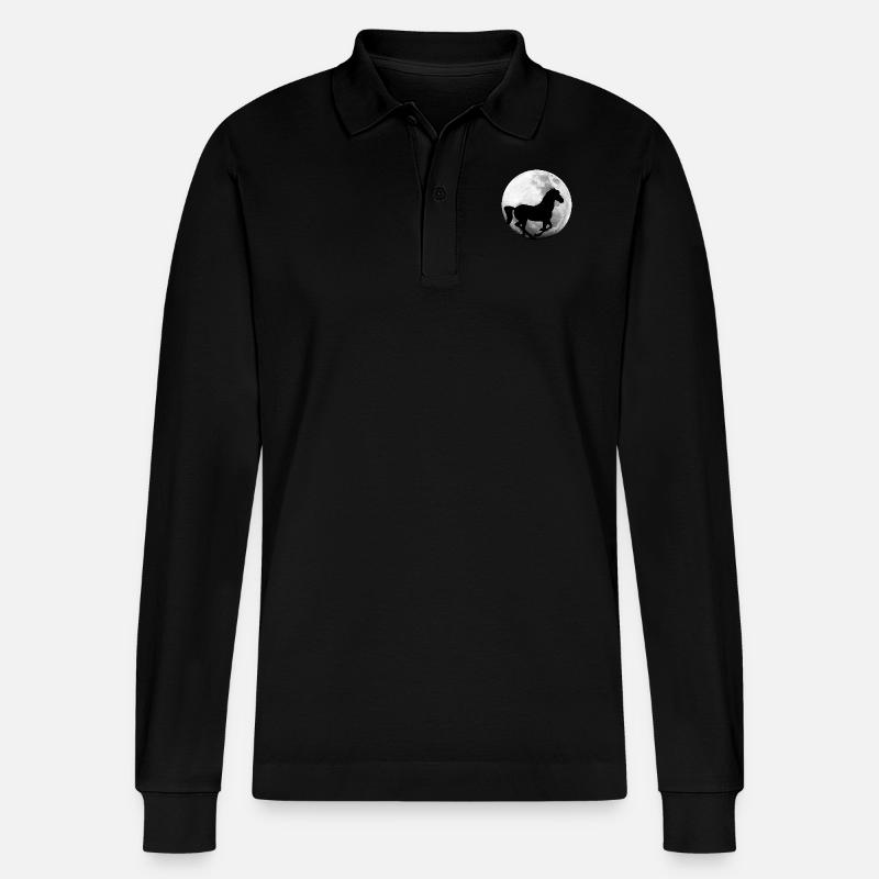 Cheval Pleine Lune Chevaux - Polo à manches longues bio PREPSTER Stanley/Stella Unisexe - noir