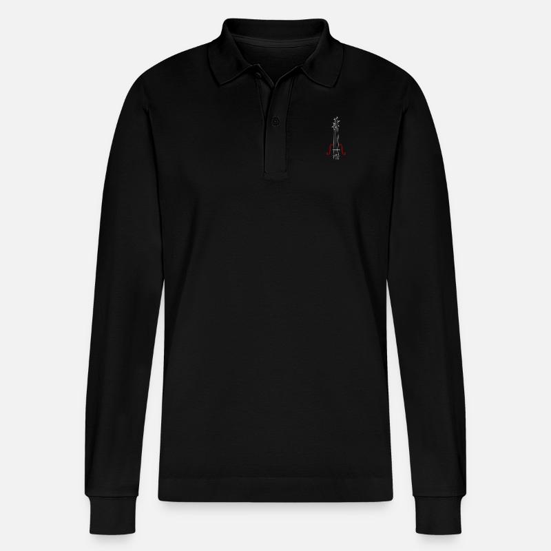 Violine Entwurf - Stanley/Stella Unisex Bio-Langarm-Poloshirt Prepster - Schwarz