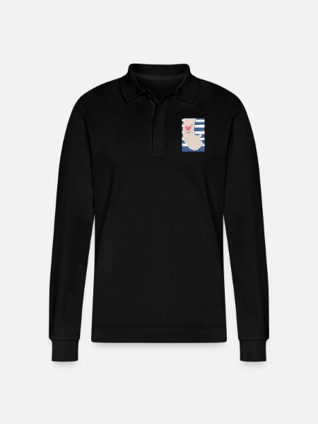 Mum Tattoo - Stanley/Stella Organic Unisex Long-Sleeved Polo Shirt Prepster - black