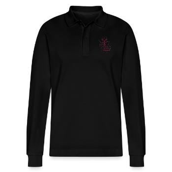 Cute doodles - Stanley/Stella Organic Unisex Long-Sleeved Polo Shirt Prepster - black - Front - Anna (173cm) & Nico (186cm)