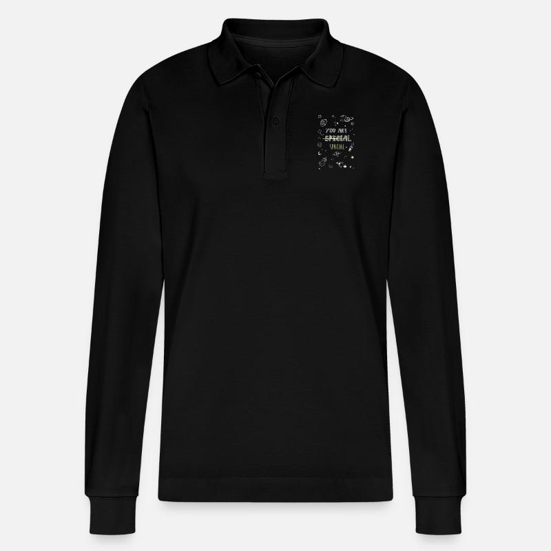 Sie sind SPACIAL schwarz - Stanley/Stella Unisex Bio-Langarm-Poloshirt Prepster - Schwarz