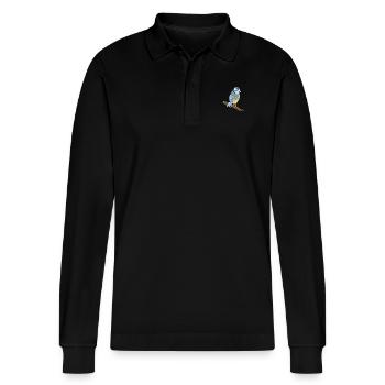 Meise - Stanley/Stella Unisex Bio-Langarm-Poloshirt Prepster - Schwarz - Vorne - Anna (173cm) & Nico (186cm)