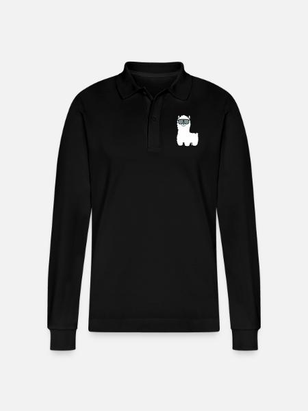 lama_002 - Stanley/Stella Unisex Bio-Langarm-Poloshirt Prepster - Schwarz