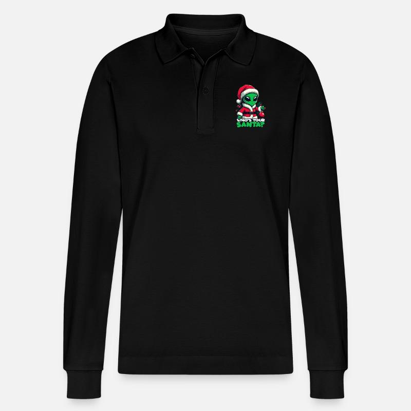Santa Alien - Stanley/Stella Unisex Bio-Langarm-Poloshirt Prepster - Schwarz