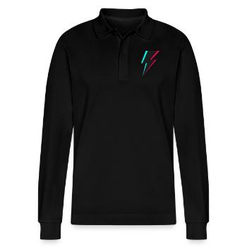Blitz Logo - Stanley/Stella Unisex Bio-Langarm-Poloshirt Prepster - Schwarz - Vorne - Anna (173cm) & Nico (186cm)