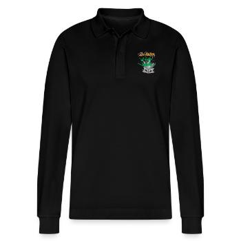 Carnival costume "my costume is in the laundry" - Stanley/Stella Organic Unisex Long-Sleeved Polo Shirt Prepster - black - Front - Anna (173cm) & Nico (186cm)