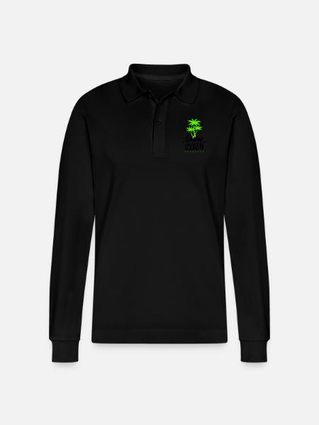 dubai 2024 palmen - Stanley/Stella Unisex Bio-Langarm-Poloshirt Prepster - Schwarz